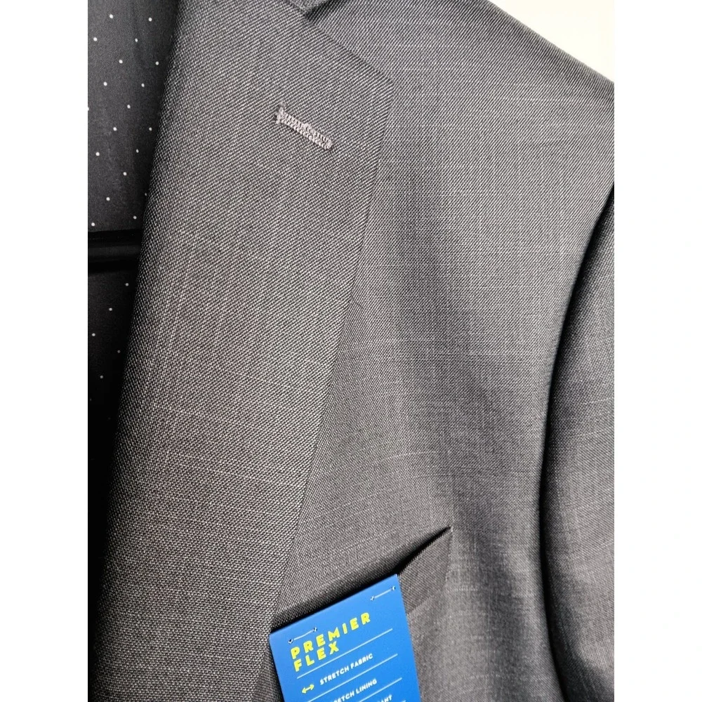NWT Mens Apt. 9 Gray Slim Fit Double Button Up Blazer Jacket Size 44R
